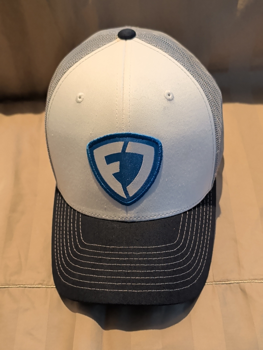 White and Navy Fanduel Casino Patch Trucker Hat